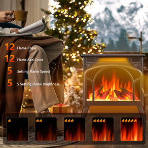 R.W.FLAME Electric Fireplace Heater 25" with 3D Realistic Flame Effect and Different Flame Color, 500W/1500W