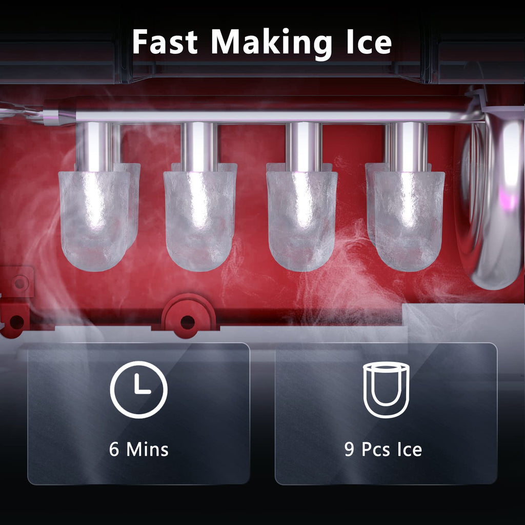 RWFLAME Countertop Ice Maker Portable Ice Machine