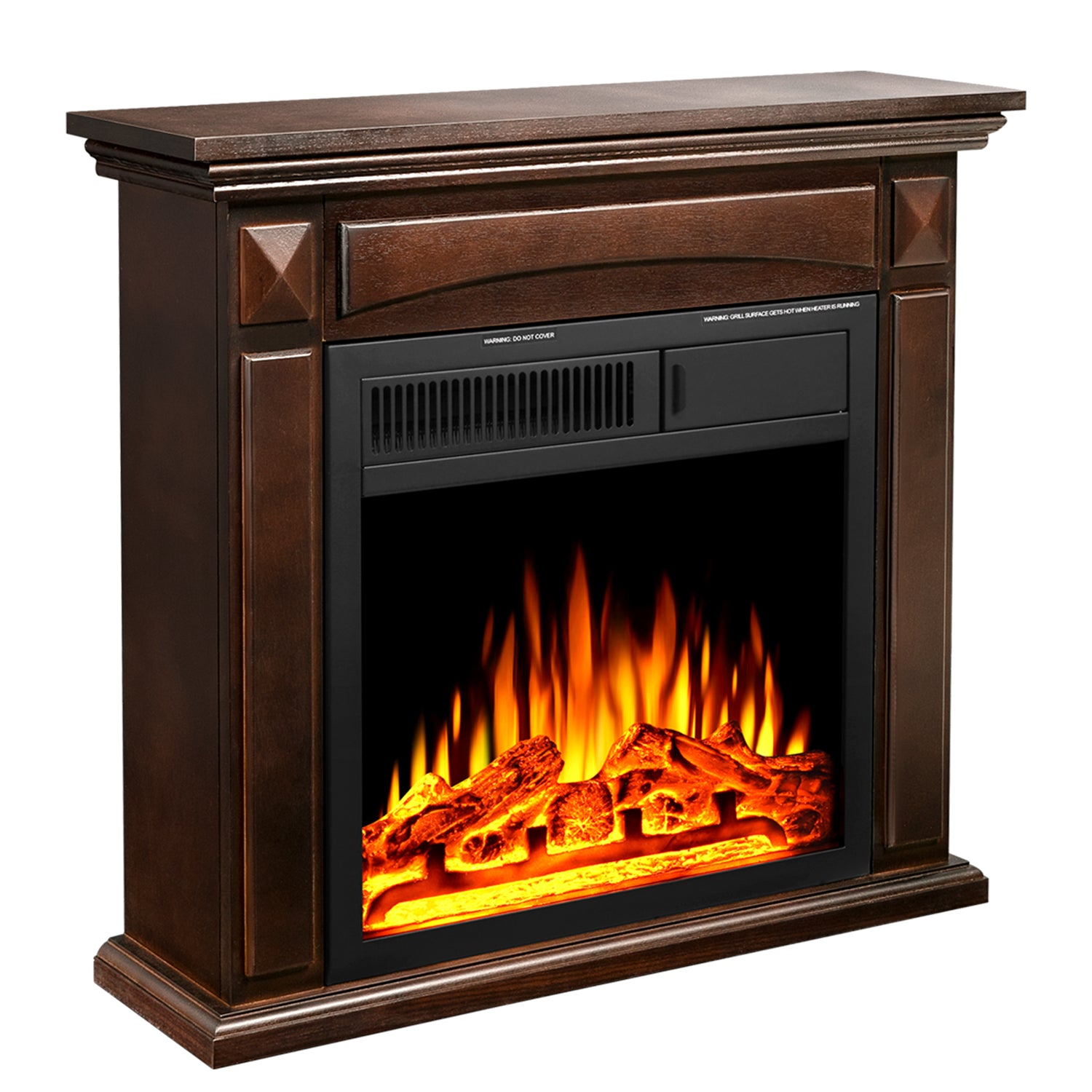 R.W.FLAME 26“ Mantel Electric Fireplace Stove Heater with Remote Control and 7 Flame Brightness