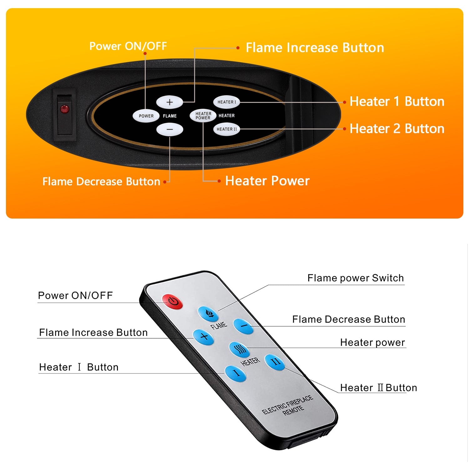 R.W.FLAME 26“ Mantel Electric Fireplace Stove Heater with Remote Control and 7 Flame Brightness R.W.FLAME
