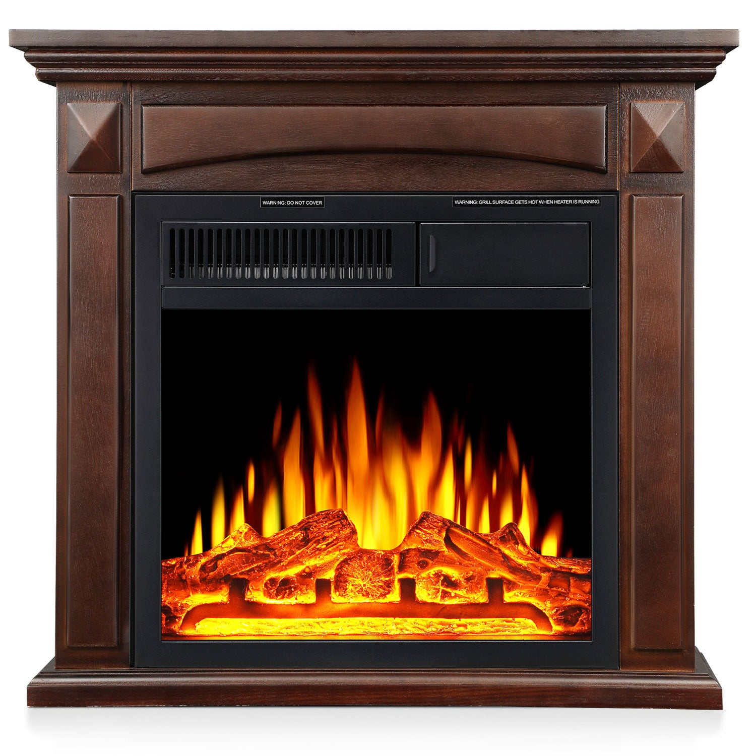 R.W.FLAME 26“ Mantel Electric Fireplace Stove Heater with Remote Control and 7 Flame Brightness