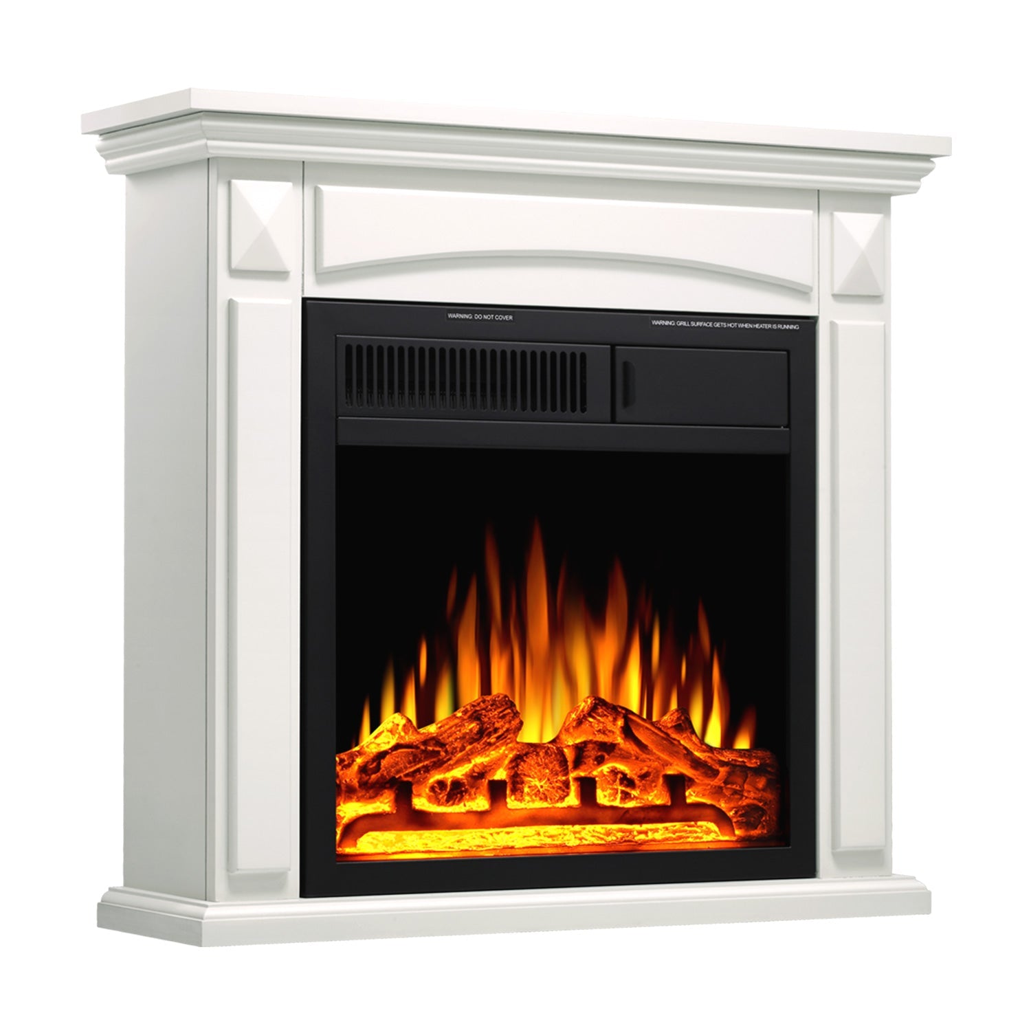 26“ Mantel Electric Fireplace Stove Heater Remote Control 7 Flame Brightness