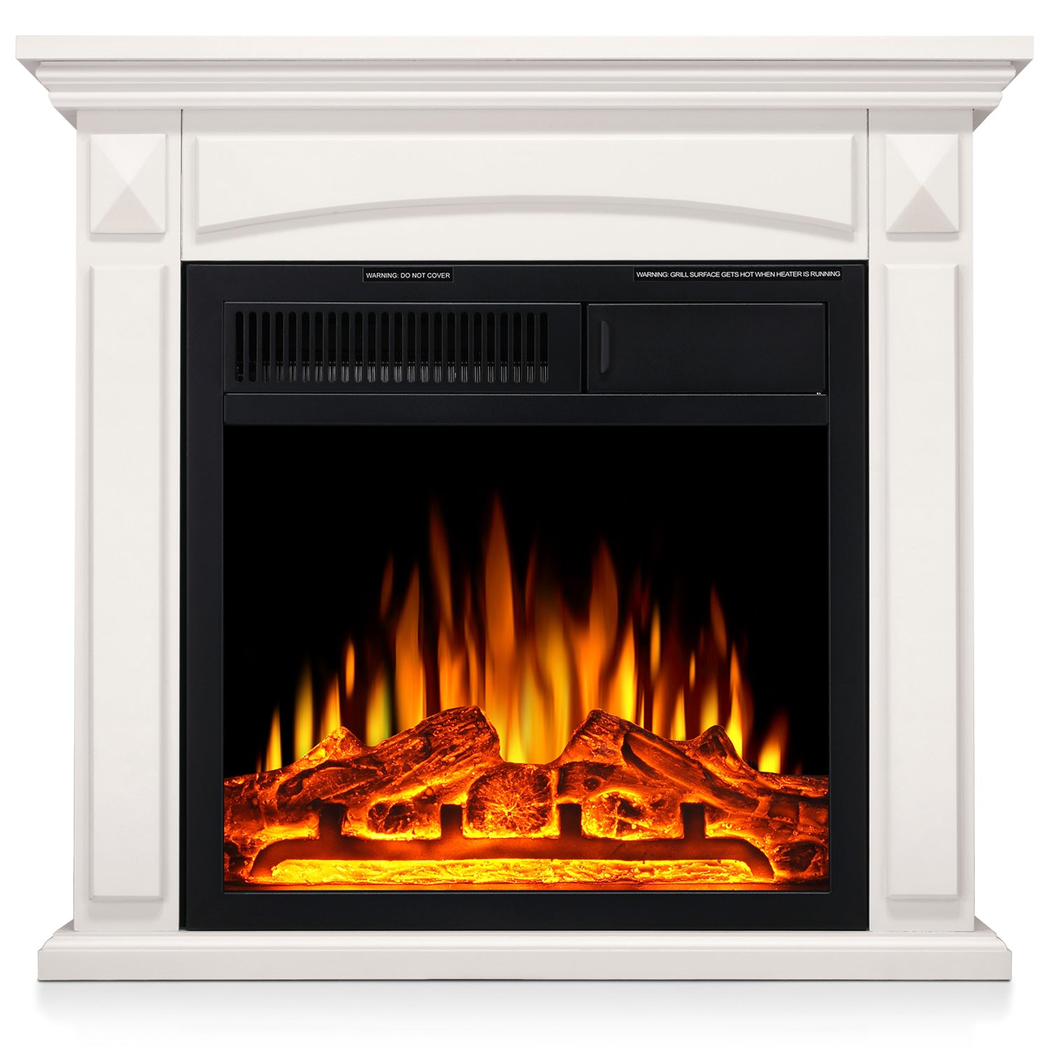 R.W.FLAME 26“ Mantel Electric Fireplace Stove Heater with Remote Control and 7 Flame Brightness