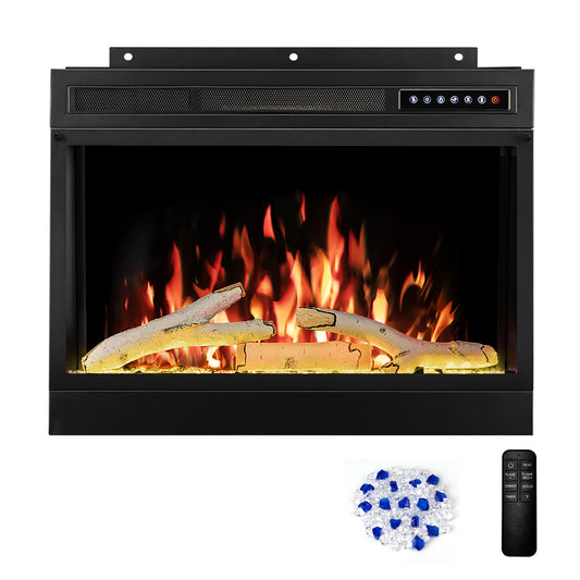 R.W.FLAME 28" Electric Fireplace Insert with Adjustable 5 Flame Colors, 12 Log Colors, 5 Flame Speeds and Brightness