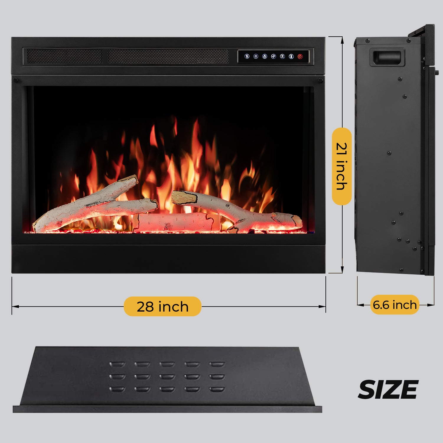R.W.FLAME 28" Electric Fireplace Insert with Adjustable 5 Flame Colors, 12 Log Colors, 5 Flame Speeds and Brightness