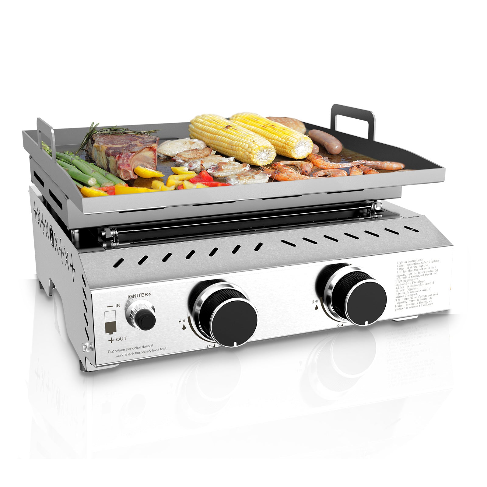 R.W.FLAME 2-Burner 16000 BTU Stainless Steel Tabletop Gas Gril Compact for LPG and Small Canister