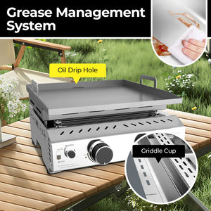 R.W.FLAME 2-Burner 16000 BTU Stainless Steel Tabletop Gas Gril Compact for LPG and Small Canister