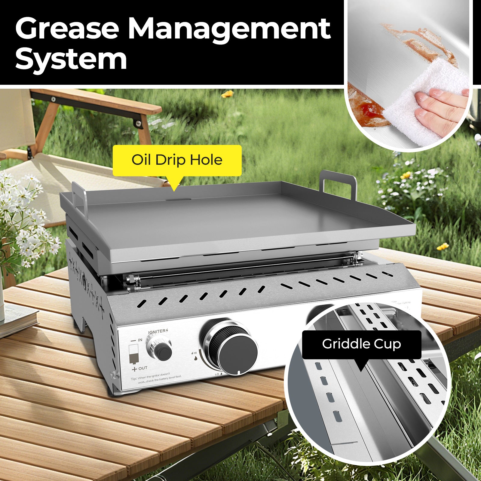 R.W.FLAME 2-Burner 16000 BTU Stainless Steel Tabletop Gas Gril Compact for LPG and Small Canister