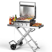 3-Burner Propane Gas Griddle SUS304 Stainless Steel 24000 BTU with Collapsible Stand