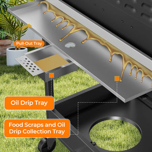 R.W.FLAME 3-Burner 34,000 BTU Stainless Steel Propane Gas Grill with Side Burner and Wheels