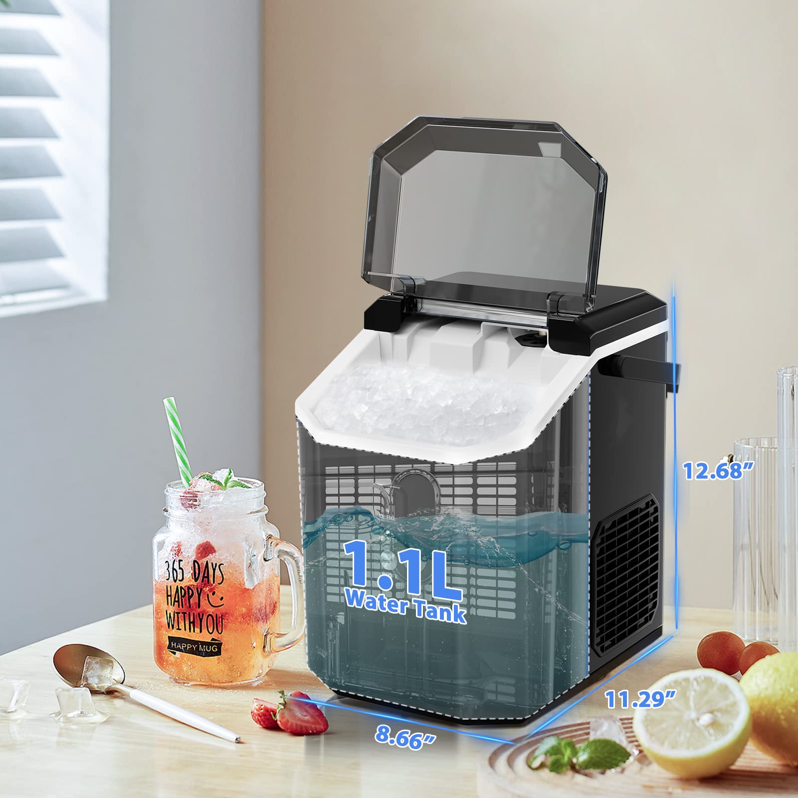 RWflame Nugget Countertop Ice Maker with Soft Chewable Ice, 34Lbs/24H, –  R.W.FLAME