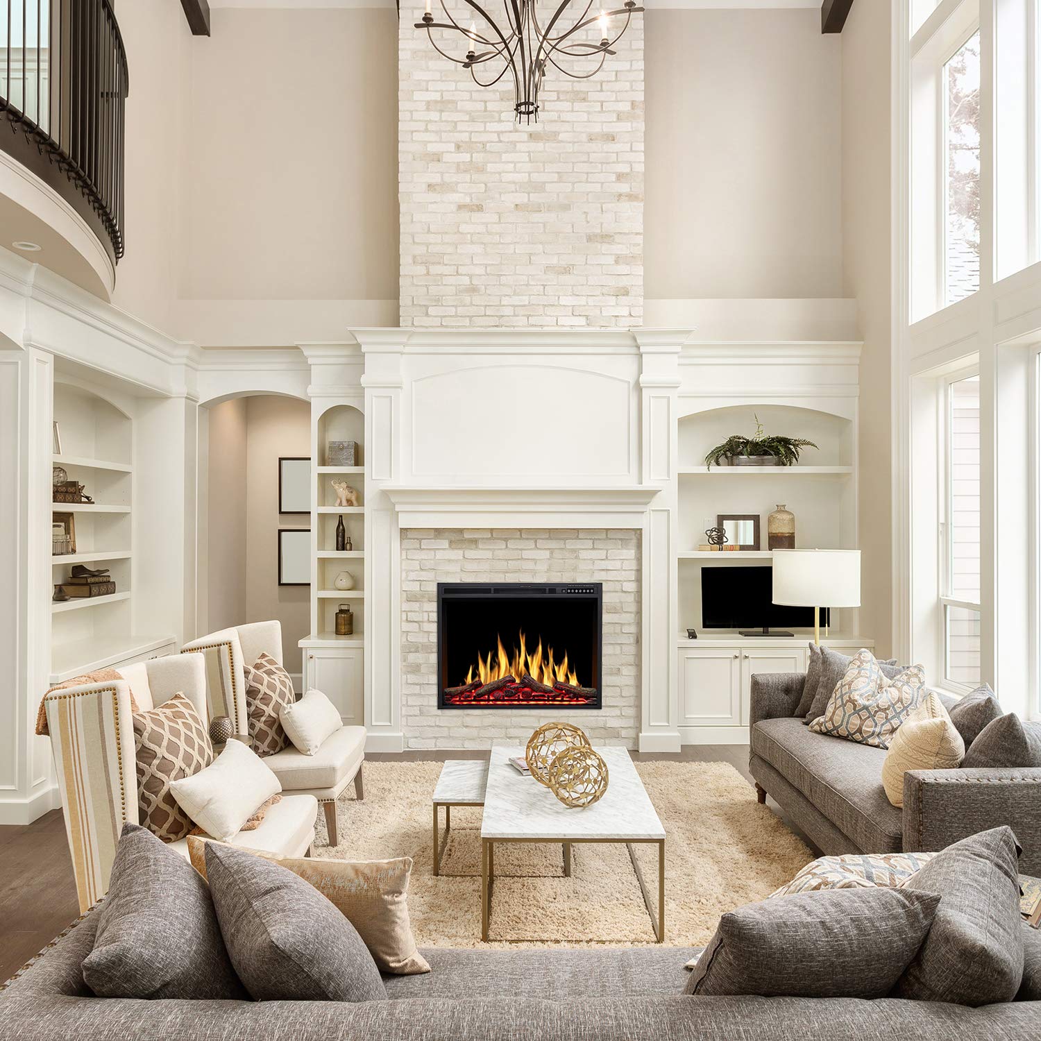 R.W.FLAME 34''Electric Fireplace Insert, Infrared Electric Fireplace,  750W/1500W