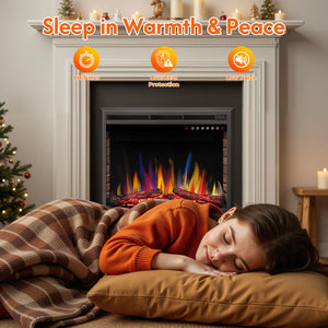 R.W.FLAME 36/39 Inch Electric Fireplace Insert with Adjustable Flame Colors and Brightness 8-Hour Timer, 750W-1500W