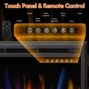 R.W.FLAME 36/39 Inch Electric Fireplace Insert with Adjustable Flame Colors and Brightness 8-Hour Timer, 750W-1500W