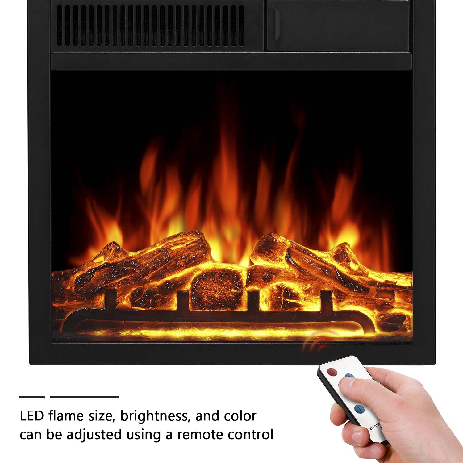 R.W.FLAME 36 Inch Electric Fireplace Mantel Wooden Surround Firebox with Adjustable Led Flame, 750W/1500W