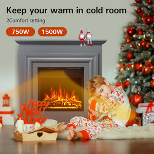 R.W.FLAME 36 Inch Electric Fireplace Mantel Wooden Surround Firebox with Adjustable Led Flame, 750W/1500W