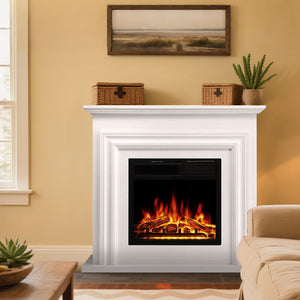 R.W.FLAME 36 Inch Electric Fireplace Mantel Wooden Surround Firebox with Adjustable Led Flame, 750W/1500W