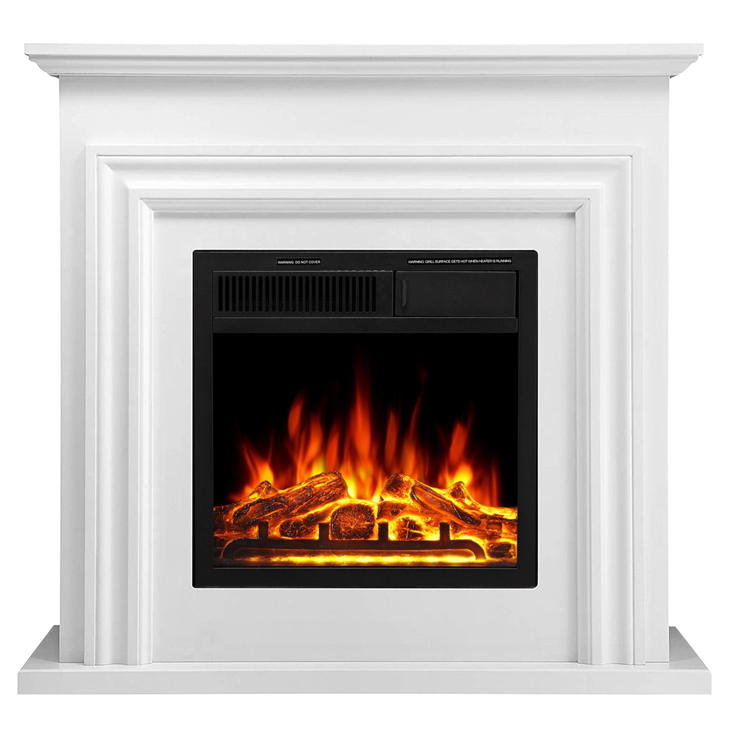 R.W.FLAME 36 Inch Electric Fireplace Mantel Wooden Surround Firebox with Adjustable Led Flame, 750W/1500W