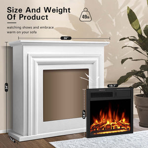 R.W.FLAME 36 Inch Electric Fireplace Mantel Wooden Surround Firebox with Adjustable Led Flame, 750W/1500W
