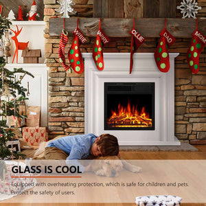 R.W.FLAME 36 Inch Electric Fireplace Mantel Wooden Surround Firebox with Adjustable Led Flame, 750W/1500W