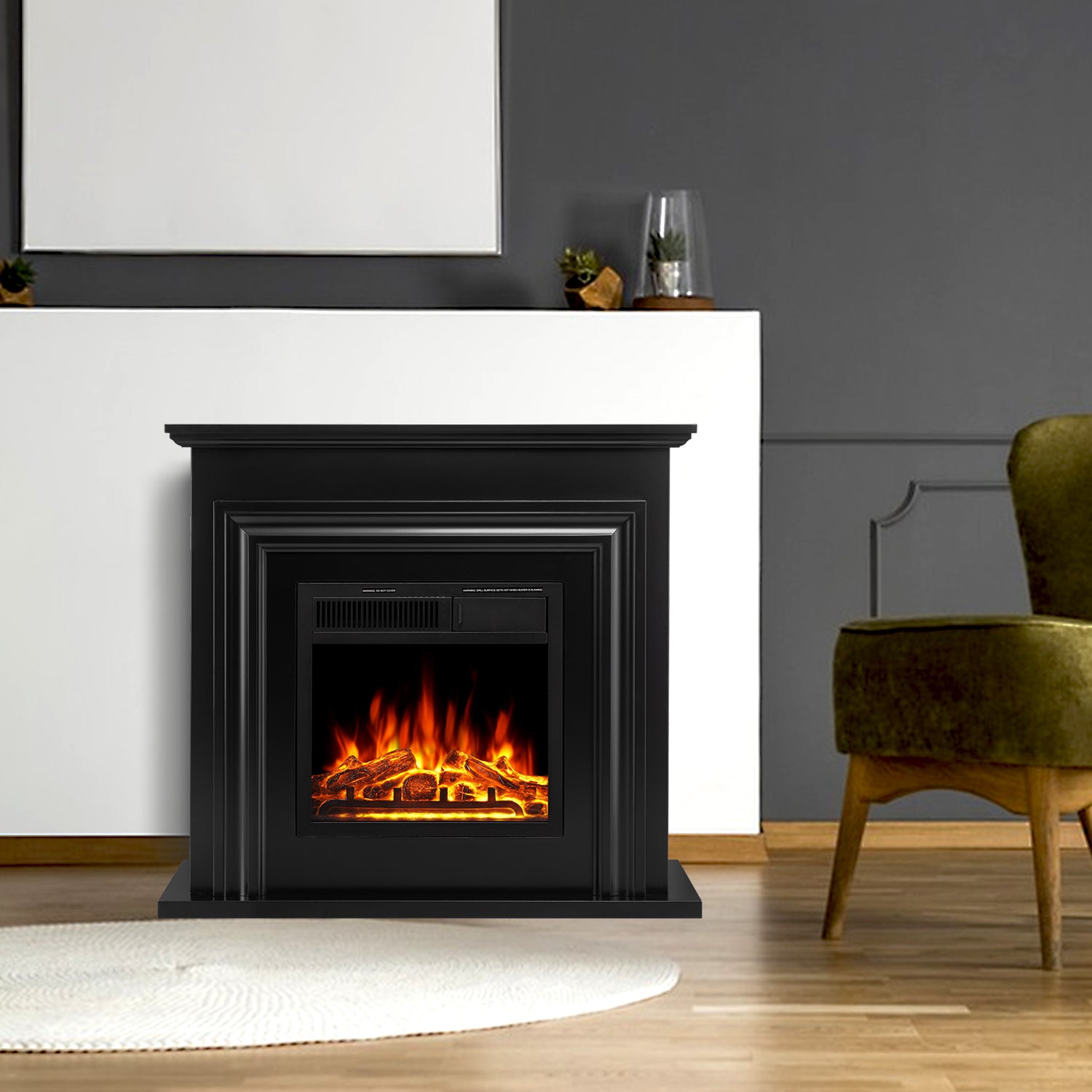 R.W.FLAME 36'' Electric Fireplace with Mantel Package,750 - 1500W