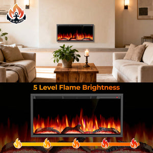 R.W.FLAME 36/50 Inch Smart Electric Fireplace Recessed Wall Mounted with Adjustable Flame Colors and Speed Alexa/WiFi Enabled