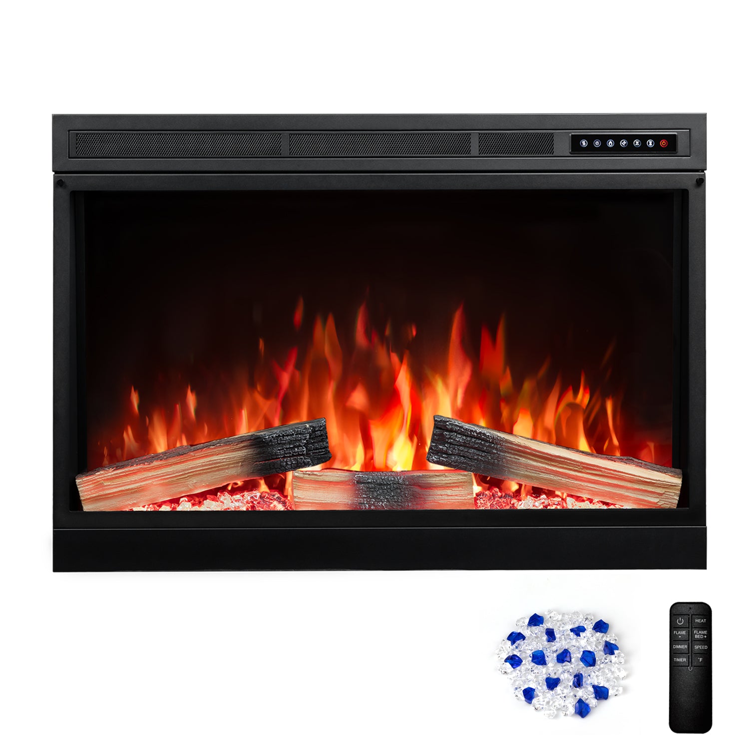R.W.FLAME 36"/39" Electric Fireplace Insert with Remote Adjustable Temperature and Flame 750/1500W
