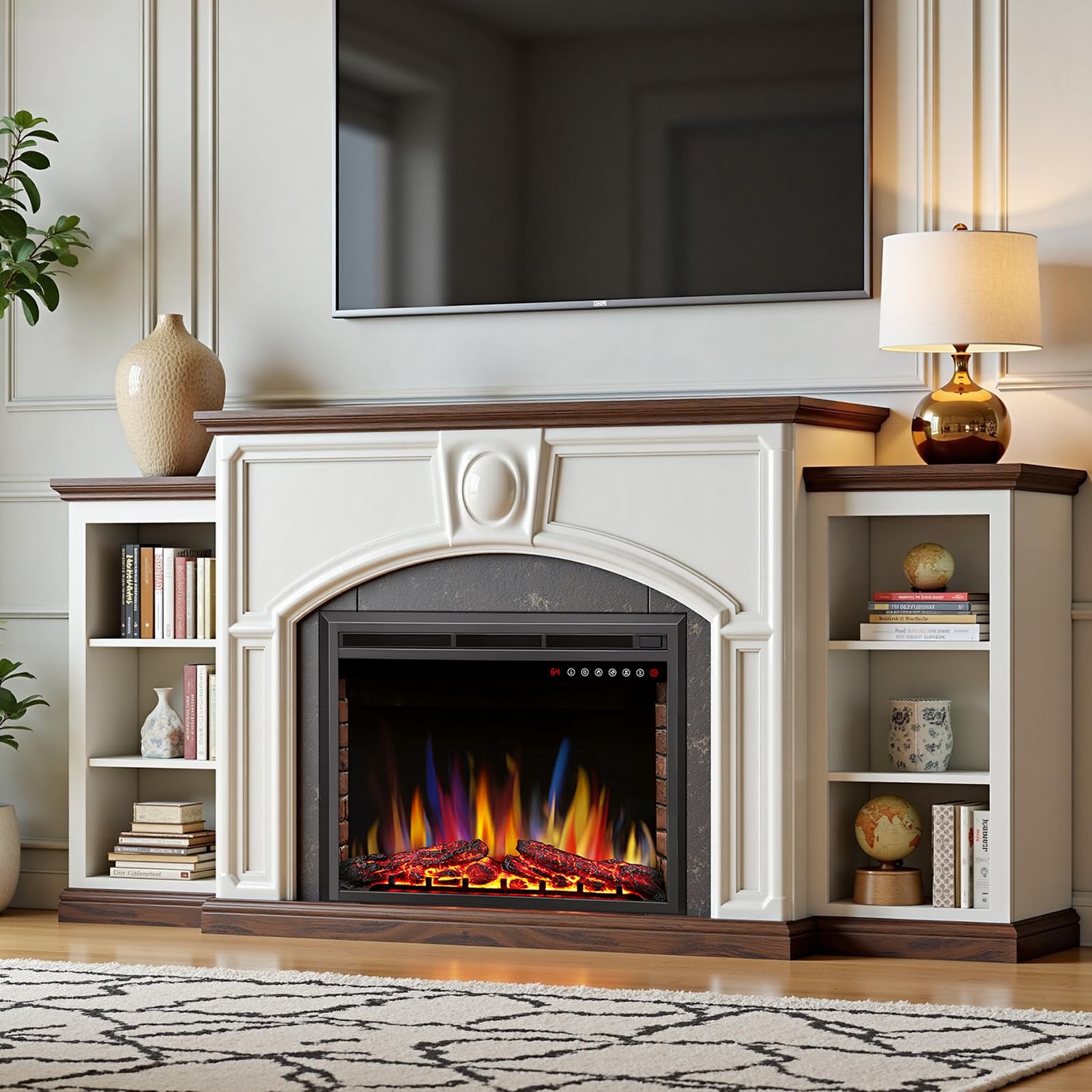 R.W.FLAME 36/39 Inch Electric Fireplace Insert with Adjustable Flame Colors and Brightness 8-Hour Timer, 750W-1500W