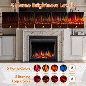 R.W.FLAME 36/39 Inch Electric Fireplace Insert with Adjustable Flame Colors and Brightness 8-Hour Timer, 750W-1500W