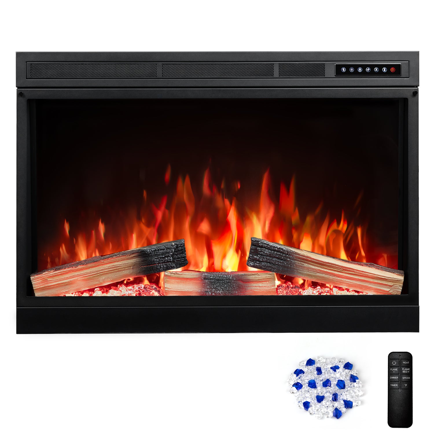 R.W.FLAME 36"/39" Electric Fireplace Insert with Remote Adjustable Temperature and Flame 750/1500W