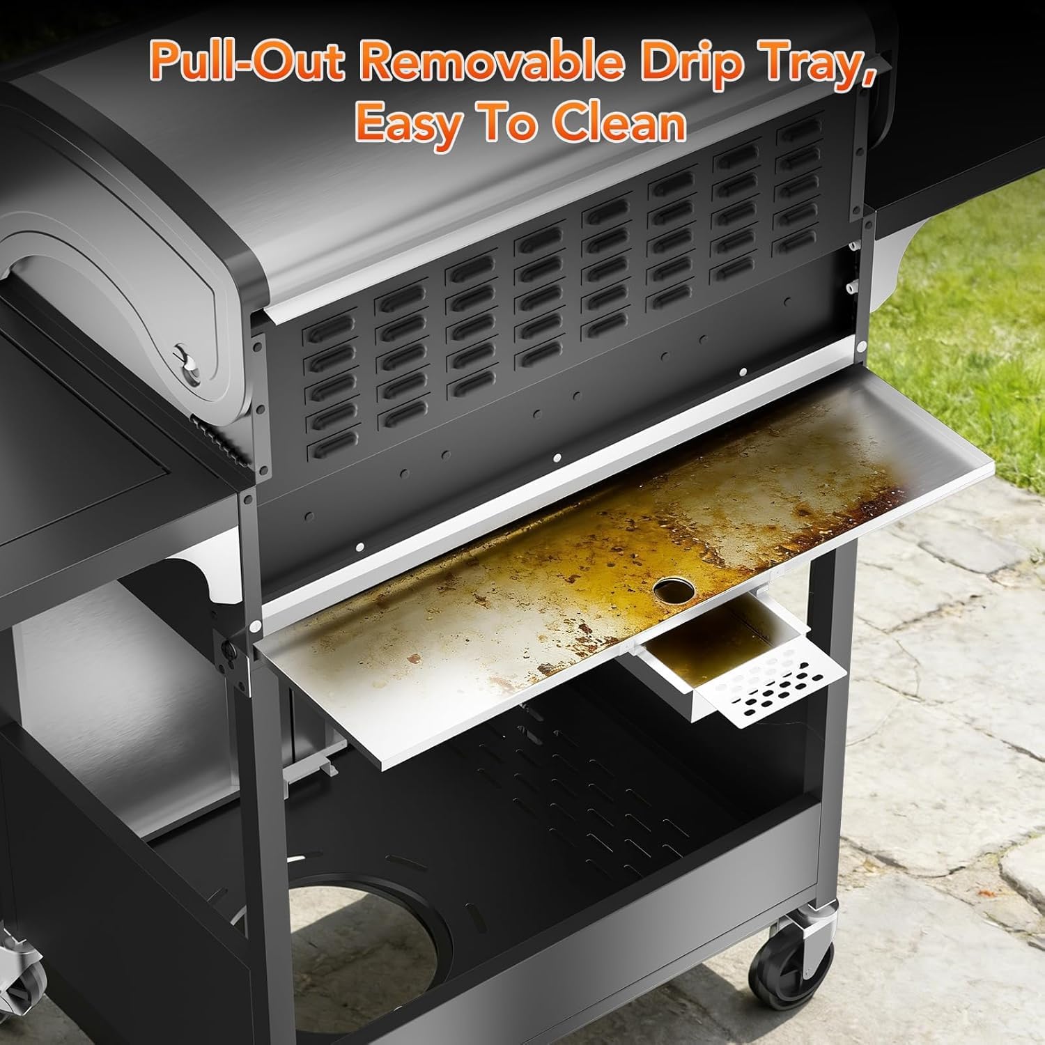 3-Burner Propane Gas Grill Stainless Steel 34000 BTU with Side Burner and Porcelain-Enameled Grates