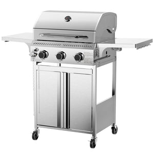 R.W.FLAME 3-Burner 24,000 BTU Stainless Steel Gas Grill with Folding Side Tables for Barbecue Camping R.W.FLAME