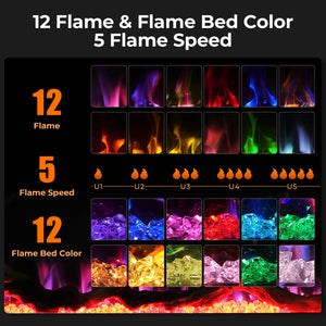 R.W.FLAME 42/50/60 Inch Smart Electric Fireplace Recessed Wall Mounted Alexa/WiFi Enabled APP Control C6