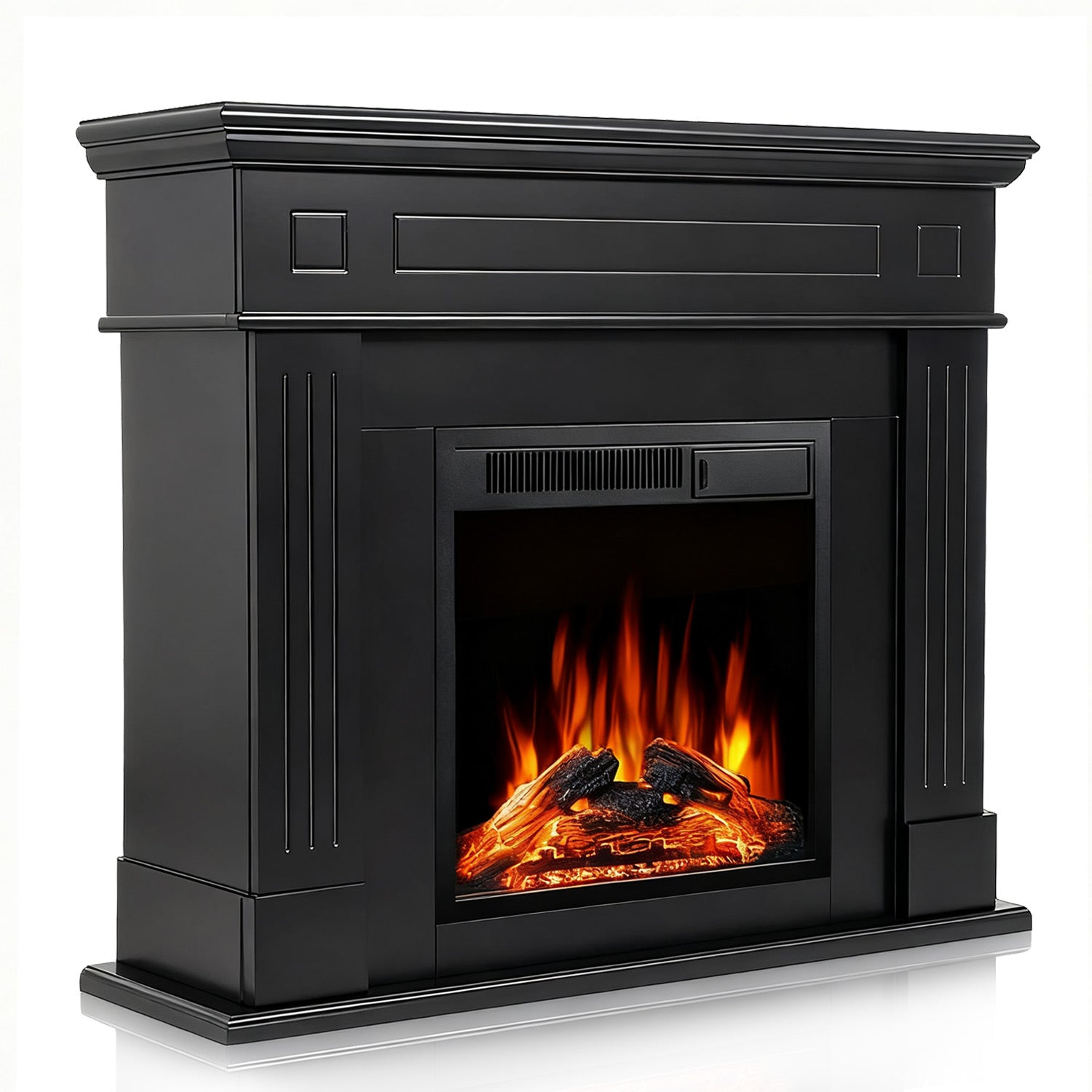 R.W.FLAME 43" Electric Fireplace Mantel Wooden Surround Firebox with 7 Adjustable Led Flame 750W/1500W