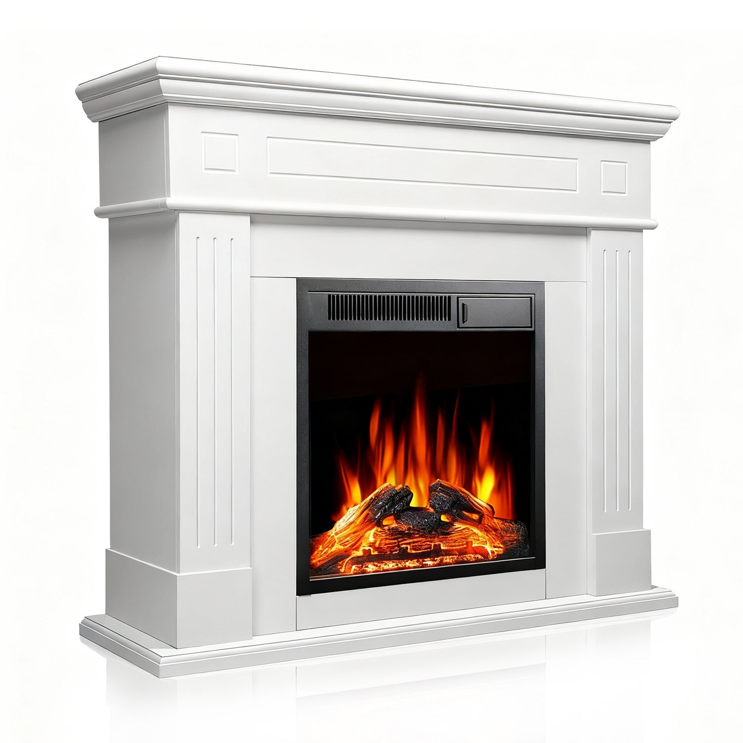 R.W.FLAME 43" Electric Fireplace Mantel Wooden Surround Firebox with 7 Adjustable Led Flame 750W/1500W