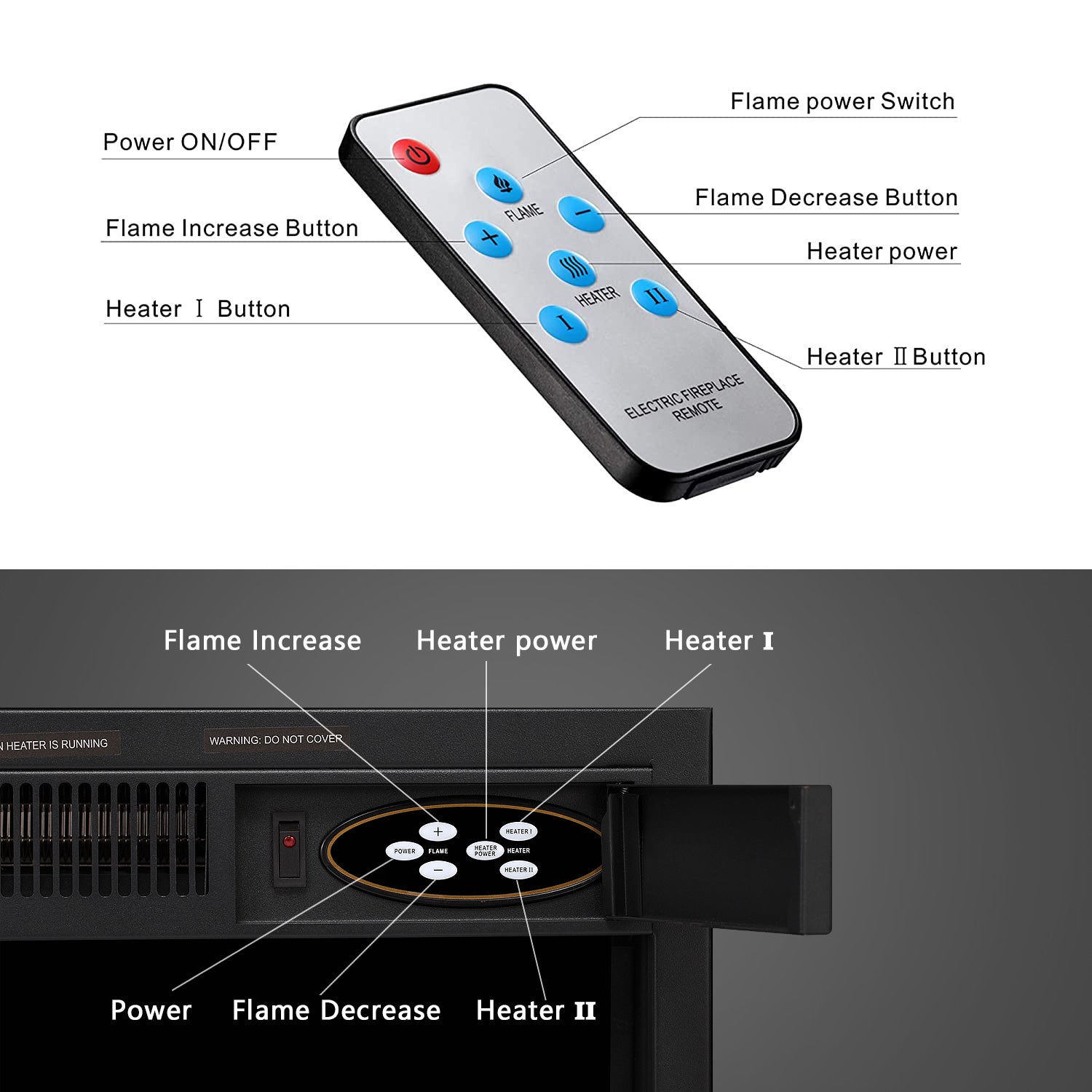 R.W.FLAME 43" Electric Fireplace Mantel Wooden Surround Firebox with 7 Adjustable Led Flame 750W/1500W