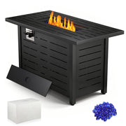 R.W.FLAME 43 Inch 50,000 BTU Square ropane Fire Pit Table with Lid and Glass Stones R.W.FLAME