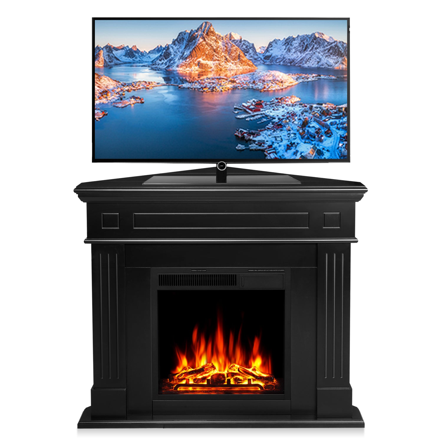 R.W.FLAME 44" Corner Freestanding Electric Fireplace with Mantel Package and Log 750-1500W