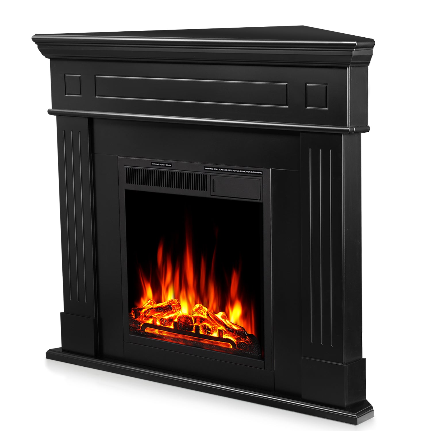 R.W.FLAME 44" Corner Freestanding Electric Fireplace with Mantel Package and Log 750-1500W