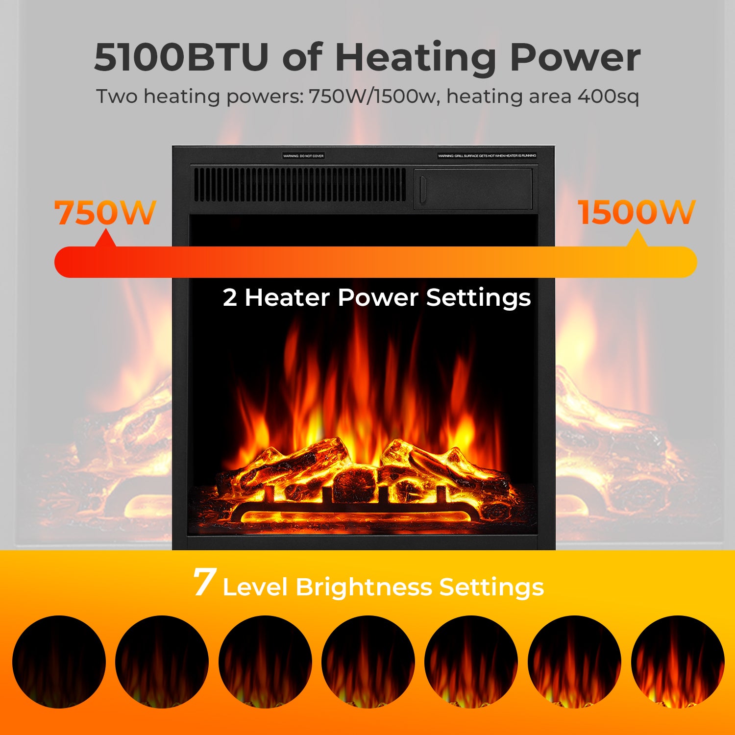 R.W.FLAME 44" Corner Freestanding Electric Fireplace with Mantel Package and Log 750-1500W