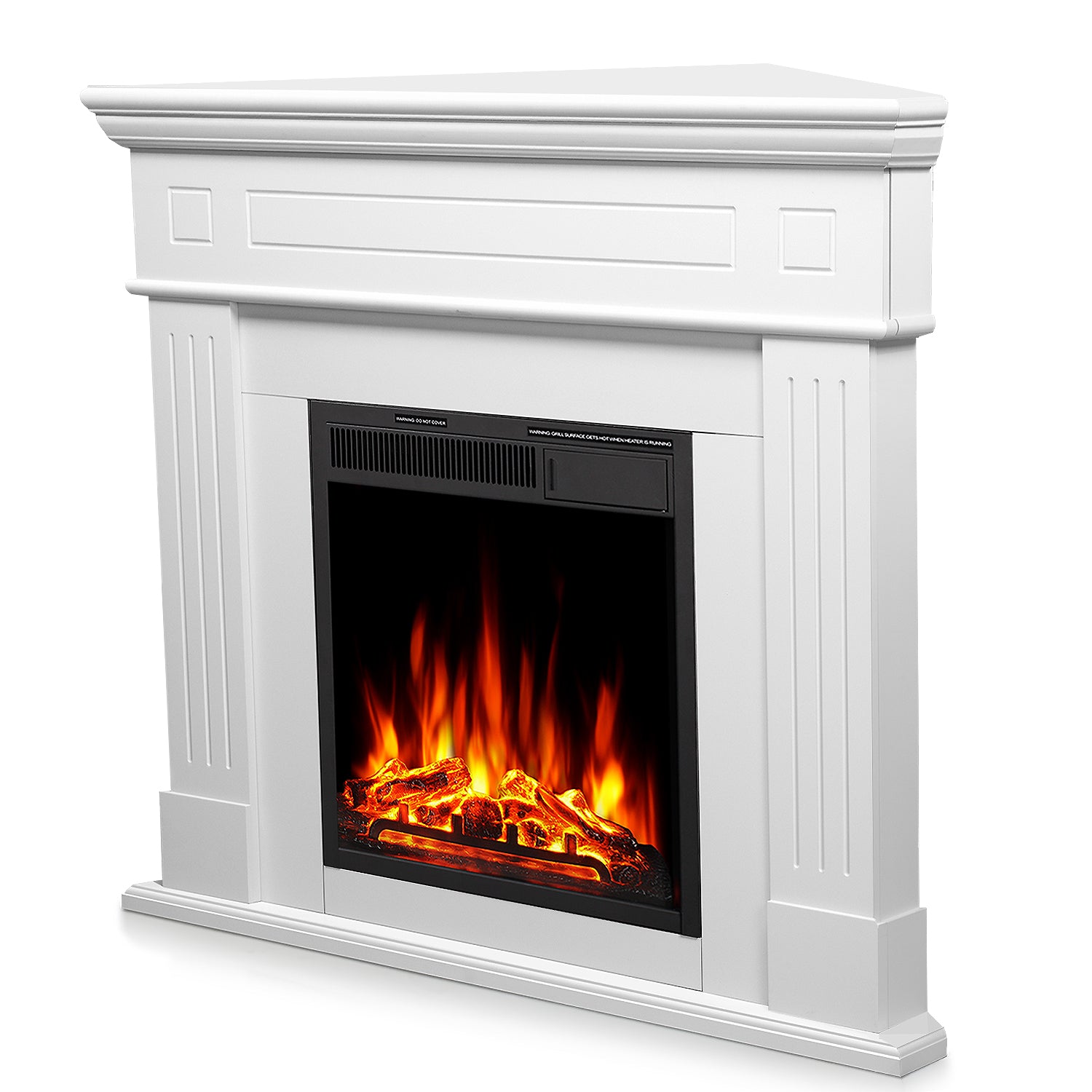 R.W.FLAME 44" Corner Freestanding Electric Fireplace with Mantel Package and Log 750-1500W