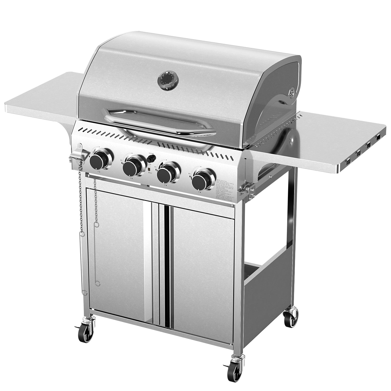 R.W.FLAME 4-Burner 32000BTU Propane Gas Grill with 304 Stainless Steel Cooking Grid and Hanging Hooks