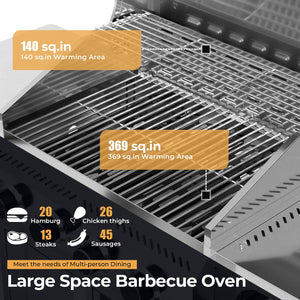 R.W.FLAME 4-Burner 32000BTU Propane Gas Grill with 304 Stainless Steel Cooking Grid and Hanging Hooks R.W.FLAME