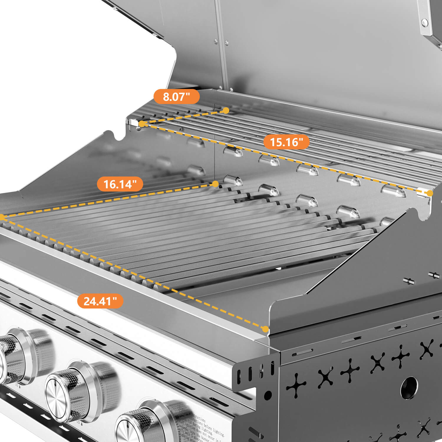 R.W.FLAME 4-Burner 32,000 BTU Propane Gas Grill Tabletop ALL-Thickened 304 Stainless Steel