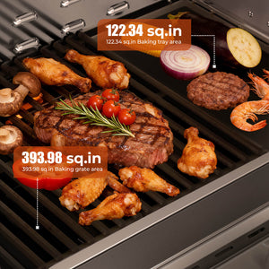 R.W.FLAME 4-Burner 32,000 BTU Propane Gas Grill Tabletop ALL-Thickened 304 Stainless Steel