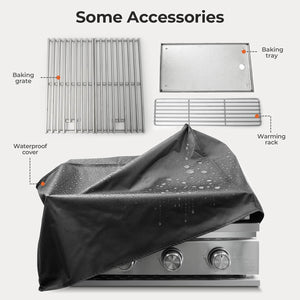 R.W.FLAME 4-Burner 32,000 BTU Propane Gas Grill Tabletop ALL-Thickened 304 Stainless Steel