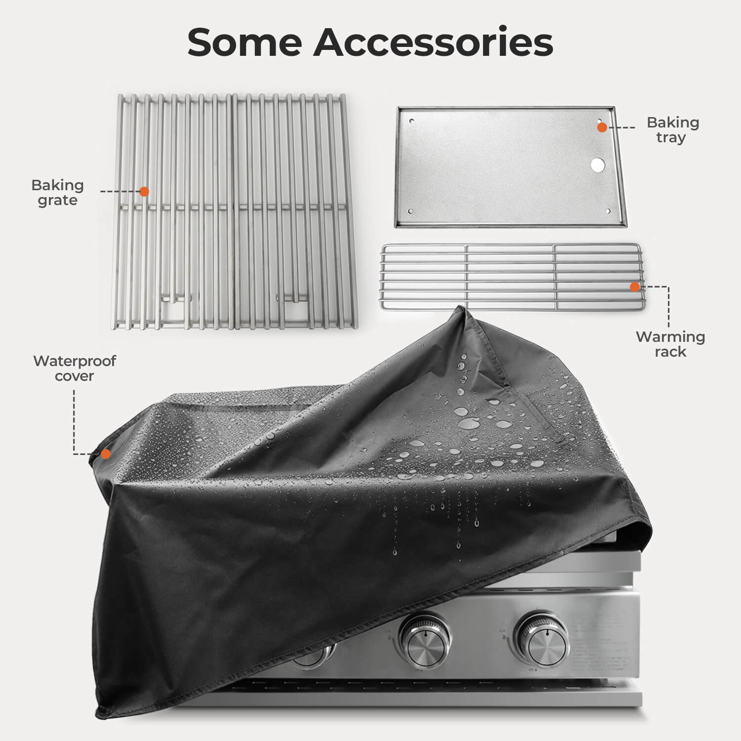 R.W.FLAME 4-Burner 32,000 BTU Propane Gas Grill Tabletop ALL-Thickened 304 Stainless Steel