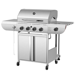 R.W.FLAME 4-Burner 42000 BTU Propane Gas Grill with Side Burners Stainless Steel for Patio Yard