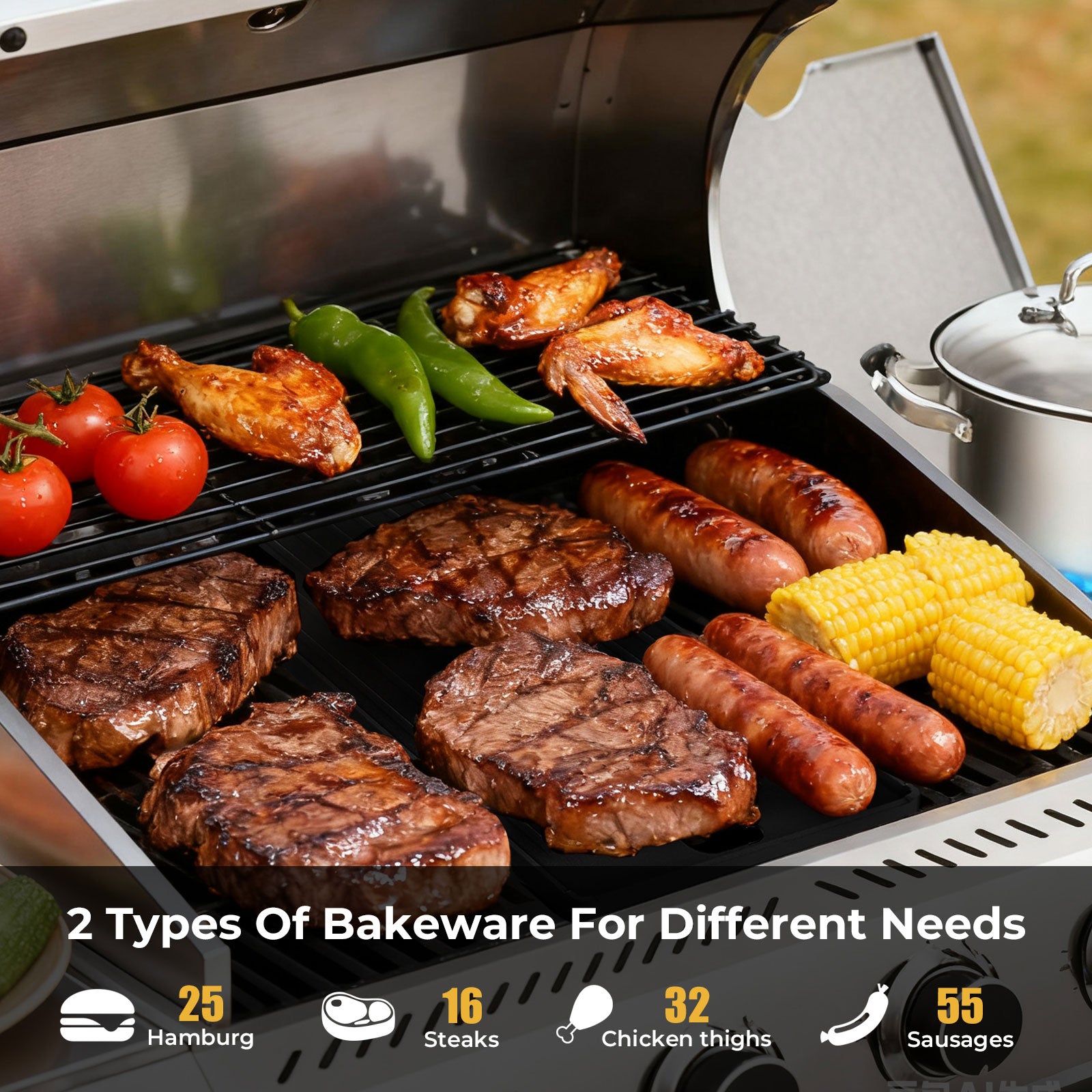 R.W.FLAME 4-Burner 42000 BTU Propane Gas Grill with Side Burners Stainless Steel for Patio Yard