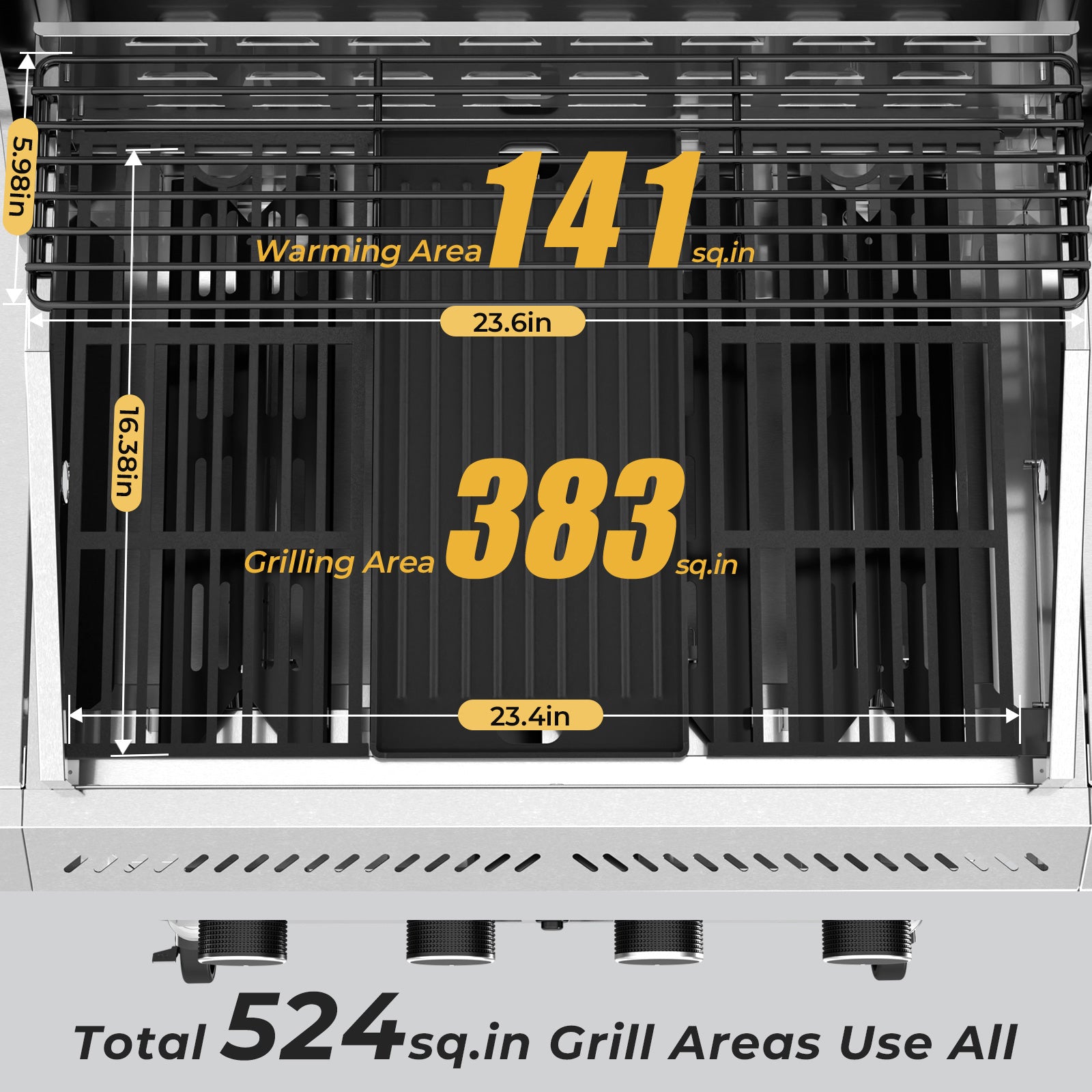 R.W.FLAME 4-Burner 42000 BTU Propane Gas Grill with Side Burners Stainless Steel for Patio Yard